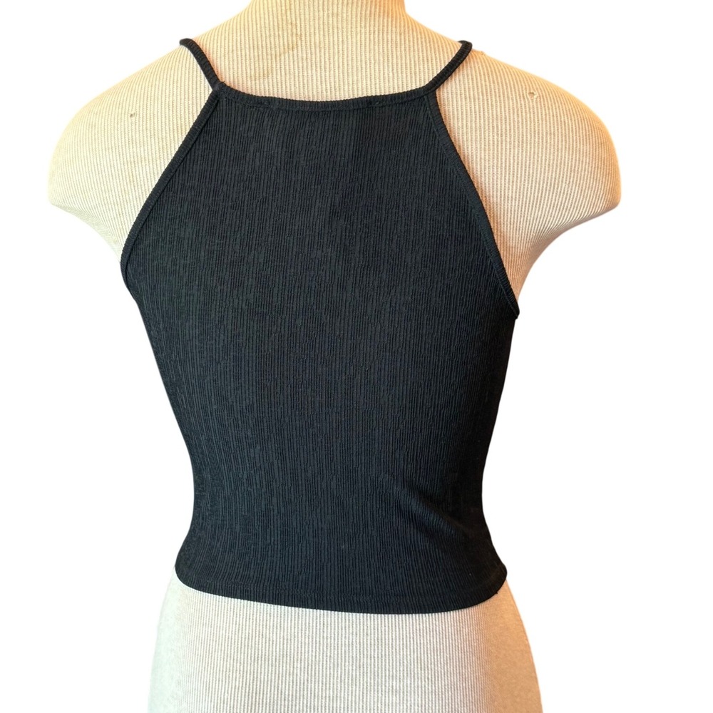 Royalty by Maluma Halter‎ Top Ruched Keyhole Sleeveless Black Top Size M NEW - Picture 3 of 7